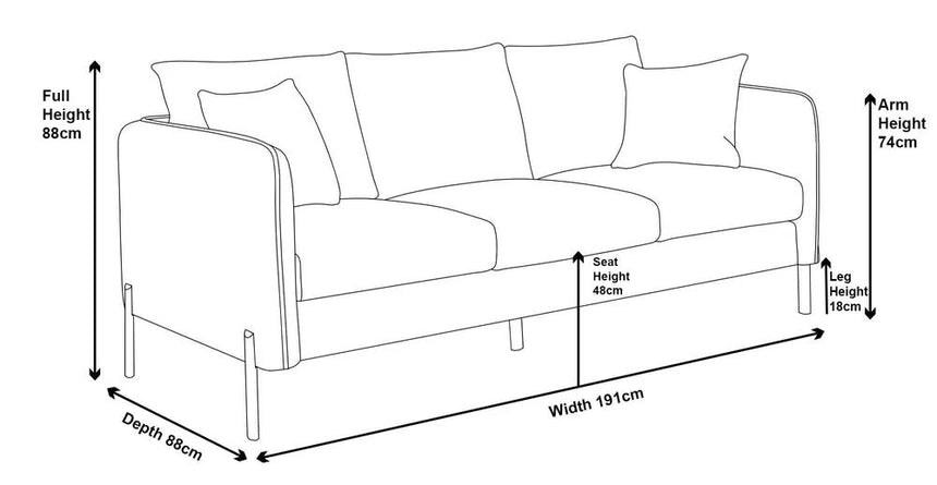 Naples Fabric 3 Seater Sofa