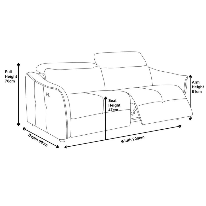 Brescia Grey Fabric 3 Seater Recliner Sofa