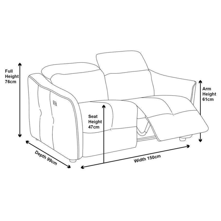 Brescia Grey Fabric 2 Seater Recliner Sofa