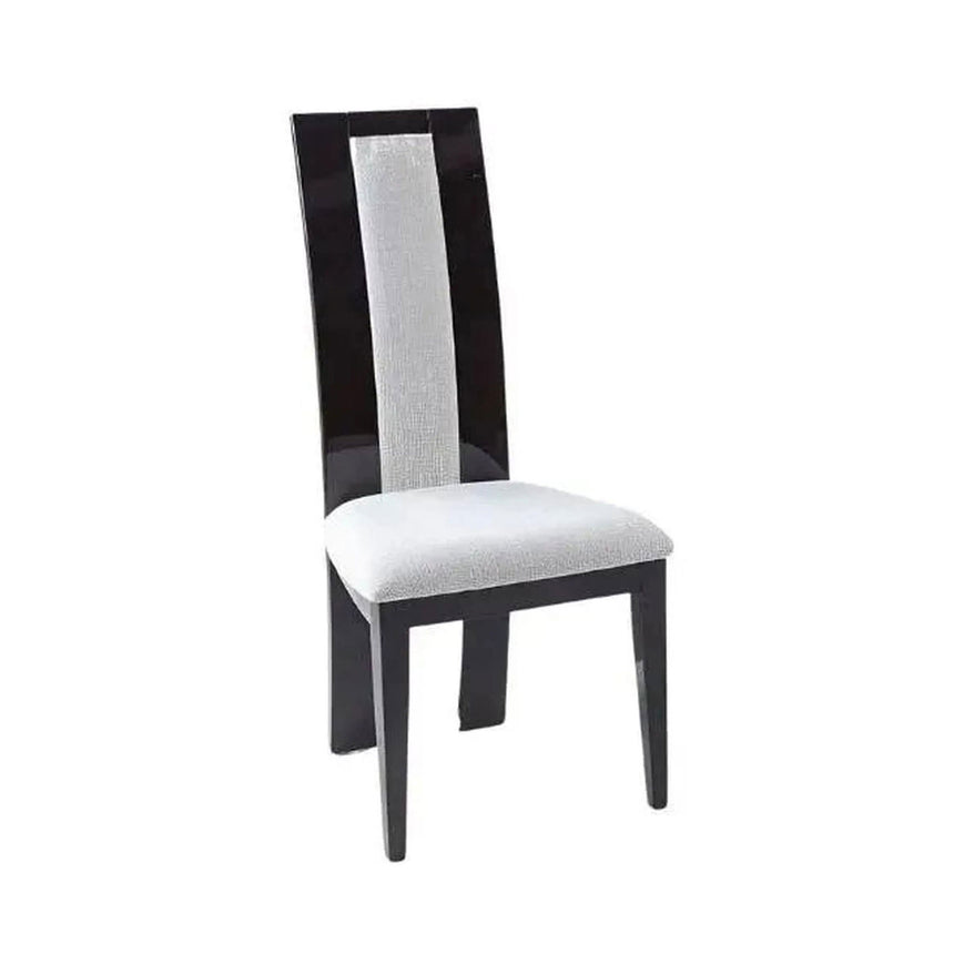 Set of 2 Adrano Walnut Dining Chair, Wooden High Gloss Back with Cream Seat Pads