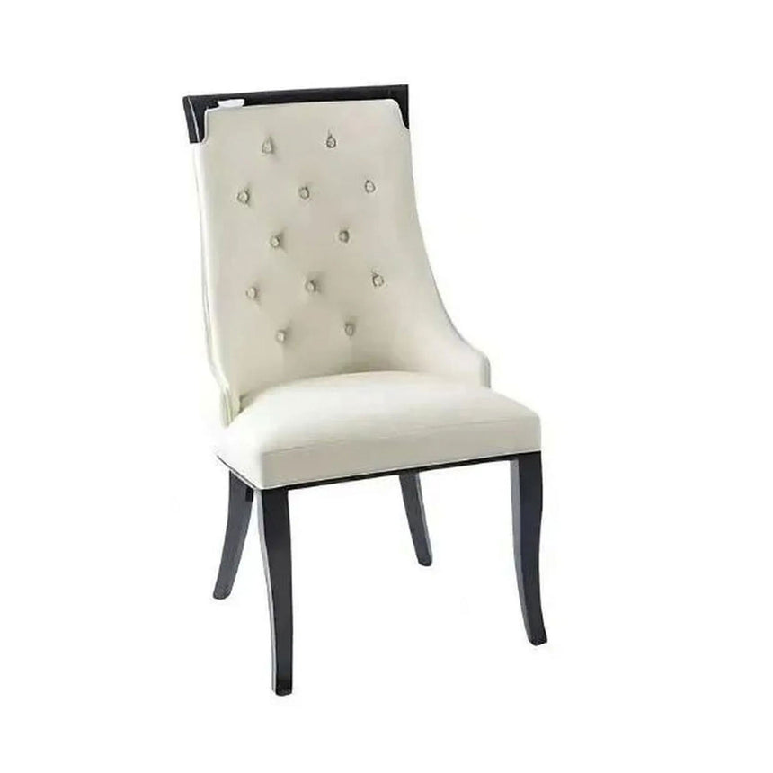 Set of 2 Modica   Leather Large High Back Dining Chair with Black Legs