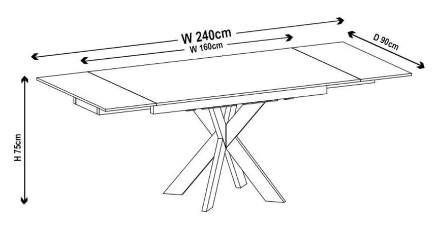 Sutton White Ceramic Extending Dining Table with Black Star Base