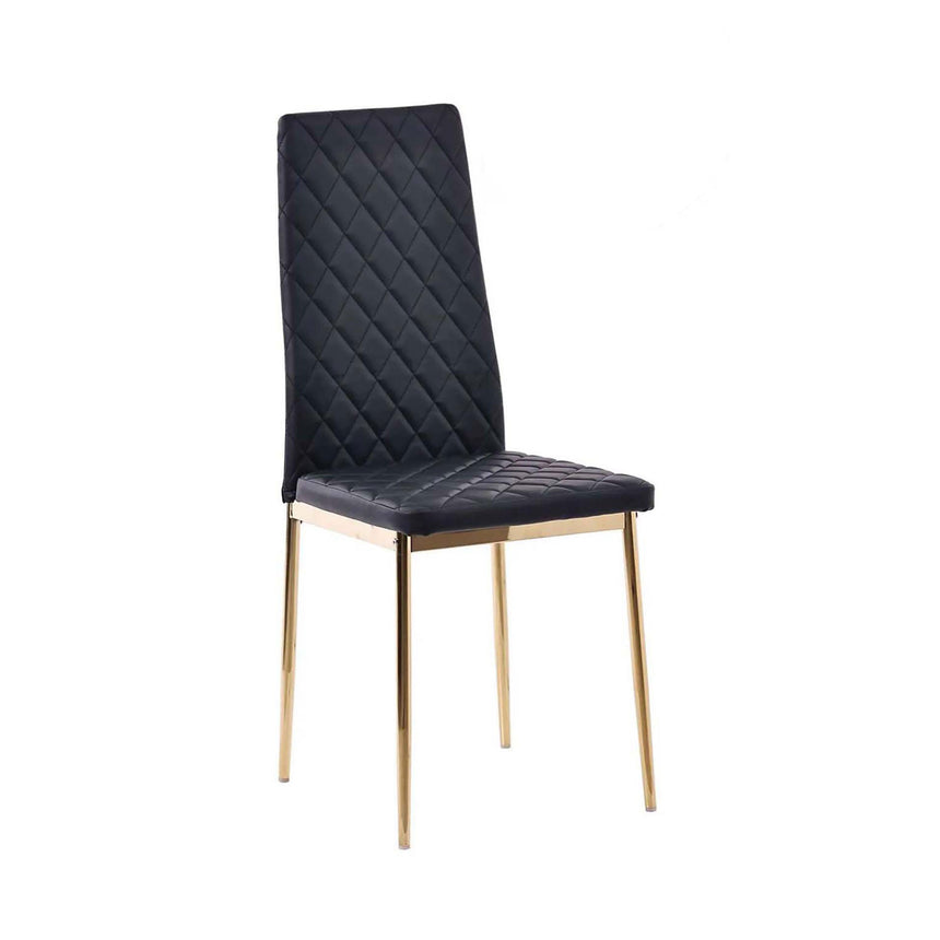 Set of 2 Novato Dining Chairs in Faux Leather and Gold Metal Legs