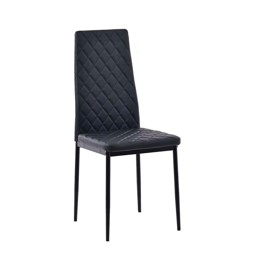 Set of 2 Novato Dining Chairs in Faux Leather and Black Metal Legs