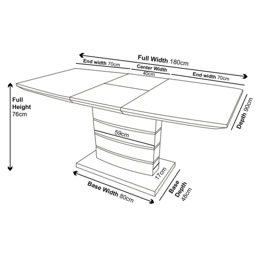 Gravina White Gloss Extending Dining Table - 140cm - 180cm