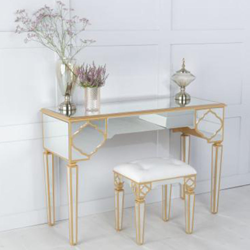 Ferrara Mirrored Gold Trim Dressing Table