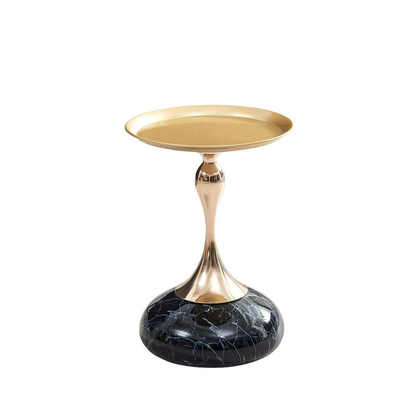 Delmont  Gold Round Wine Table with Black Base