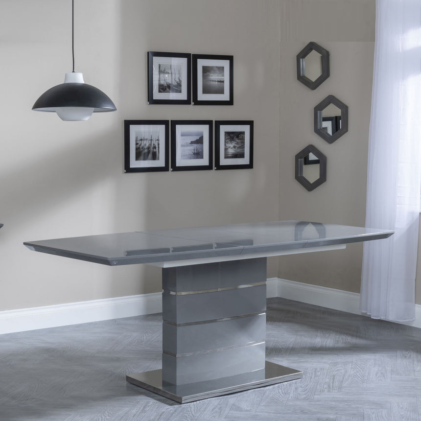 Corato Grey Gloss Extending Dining Table - 140cm - 180cm