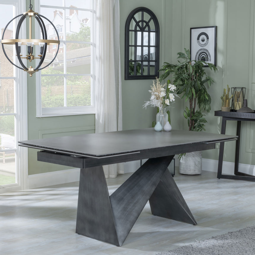 Narni Dark Grey Ceramic Extending Dining Table - 160cm-240cm