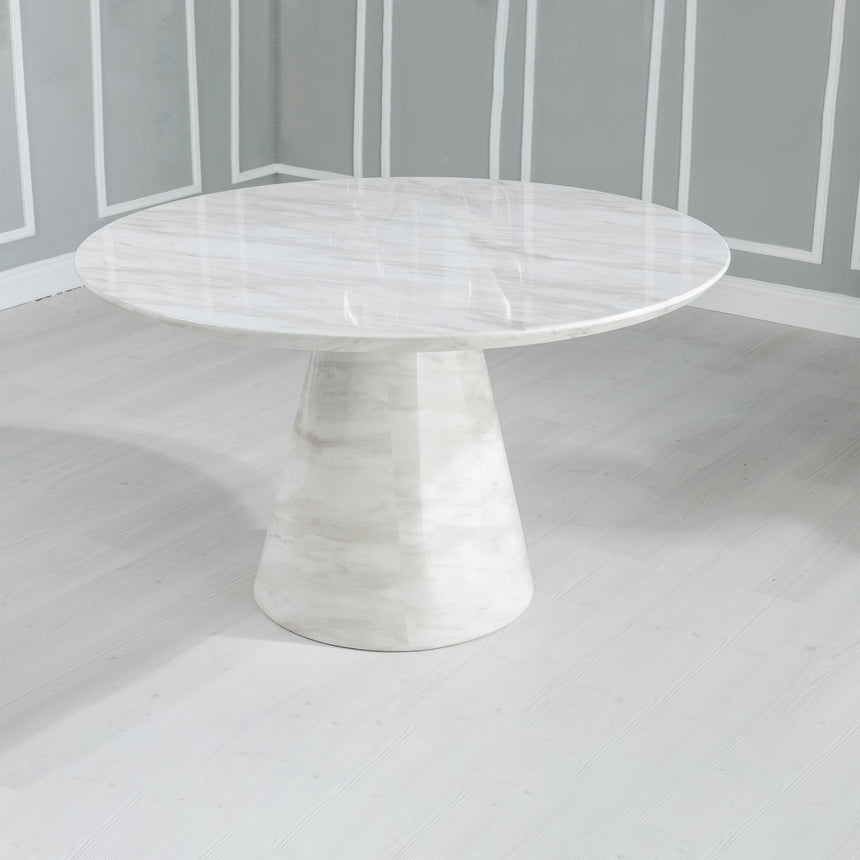 Cesena 4 Seater White Marble Round Dining Table