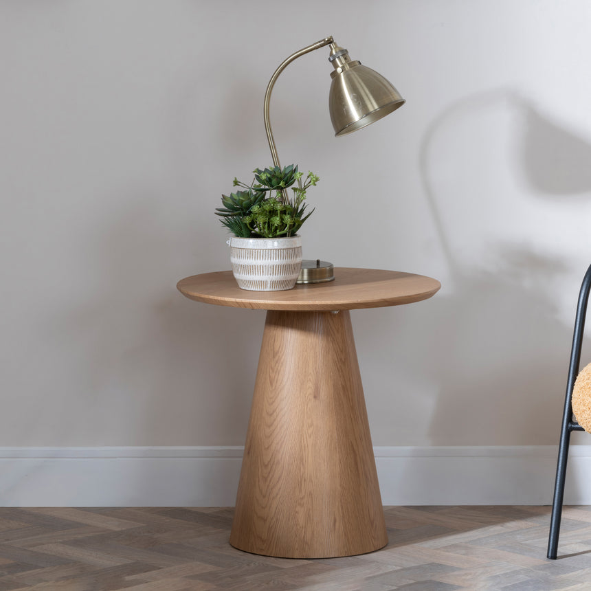 Verbania Oak Round End Table