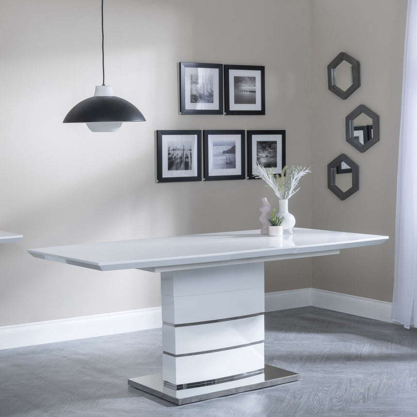 Gravina White Gloss Extending Dining Table - 140cm - 180cm