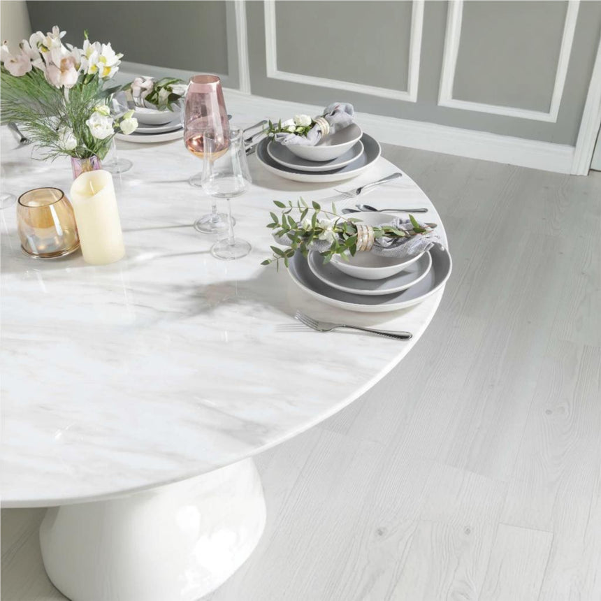 Cesena 4 Seater White Marble Round Dining Table