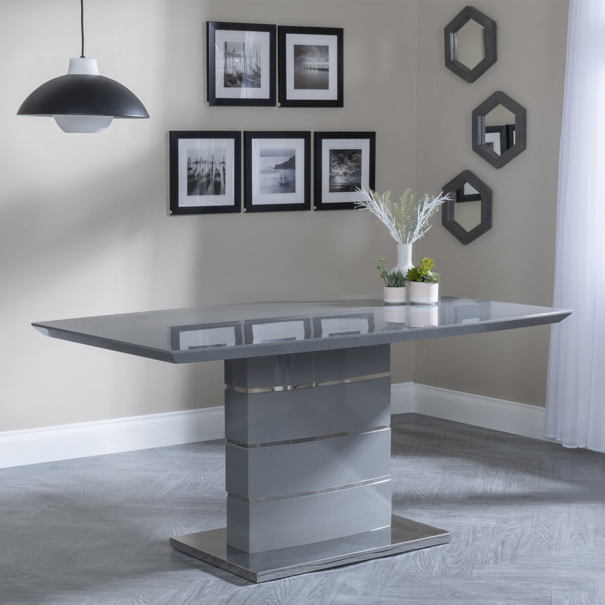 Corato 6 Seater Grey Gloss Dining Table