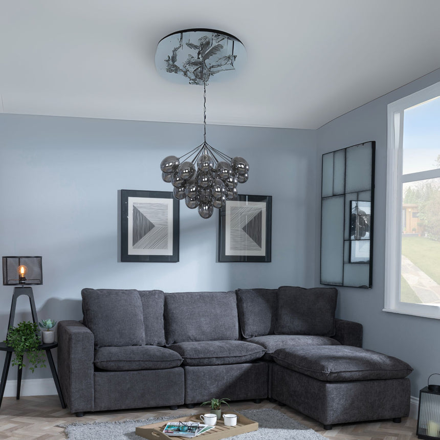 Alexandria Dark Grey Fabric Corner Sofa