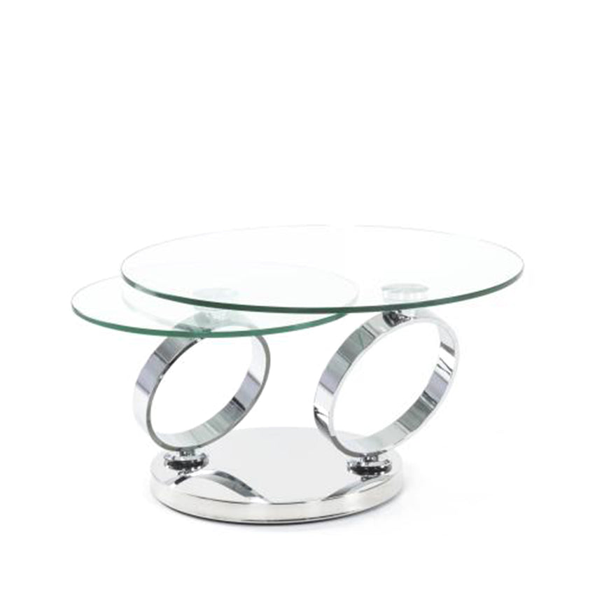 Udine Swivel Glass Top Round Coffee Table