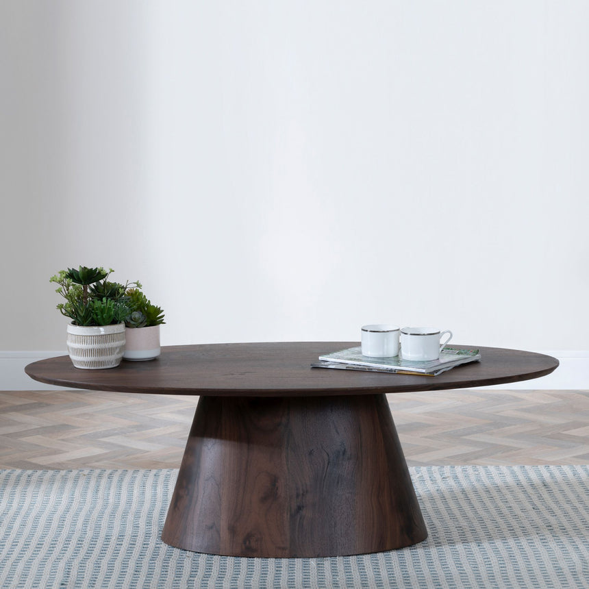 Andria Walnut Oval Coffee Table