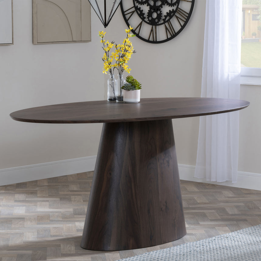 Andria Walnut 6 Seater Oval Dining Table