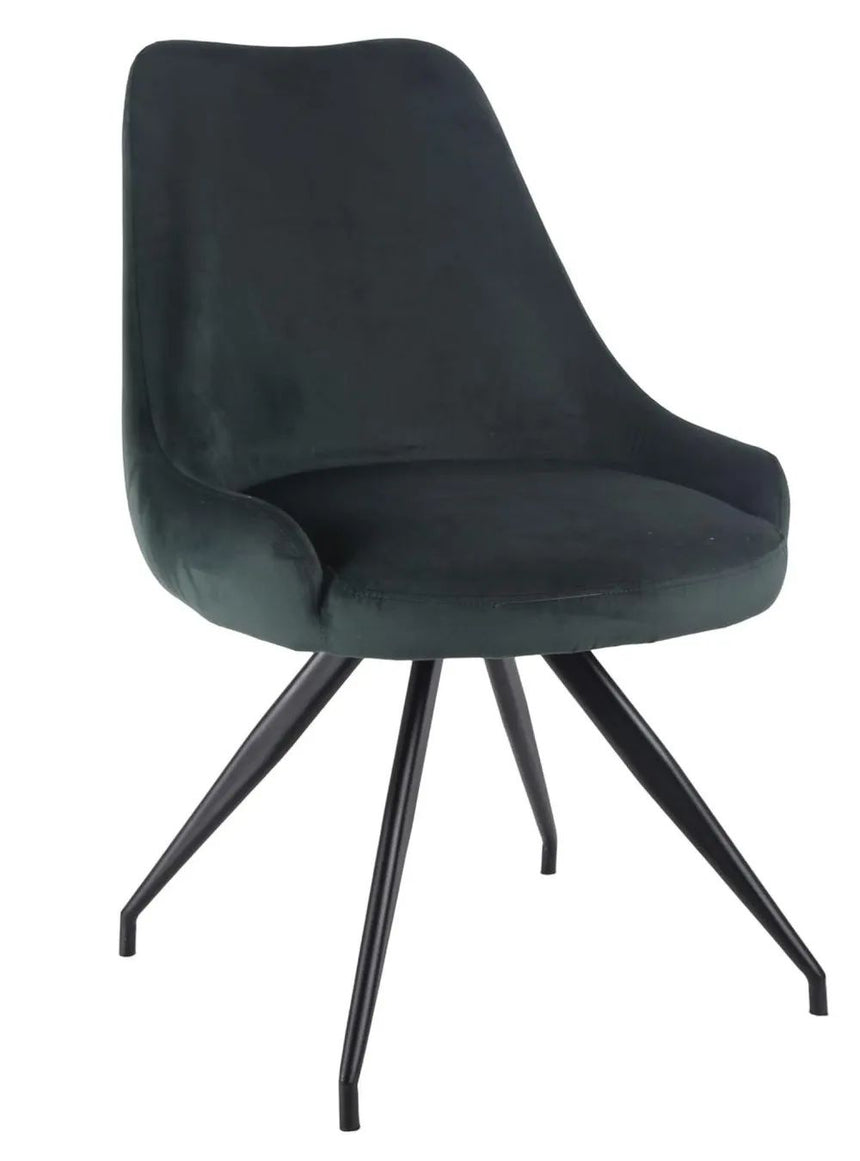 Set of 2 Comiso Velvet Fabric Swivel Dining Chair with Black Legs