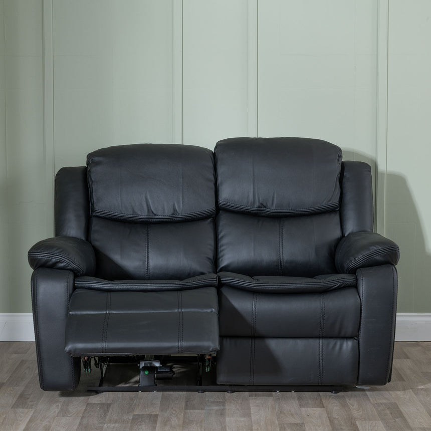 Sarno Black Leather 2 Seater Sofa