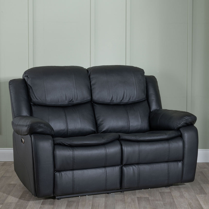 Sarno Black Leather 2 Seater Sofa