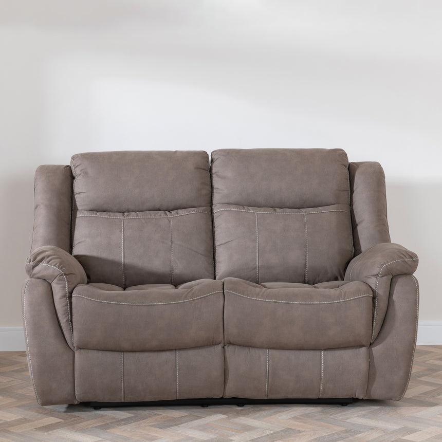 Bergamo Brown Fabric 2 Seater Recliner Sofa