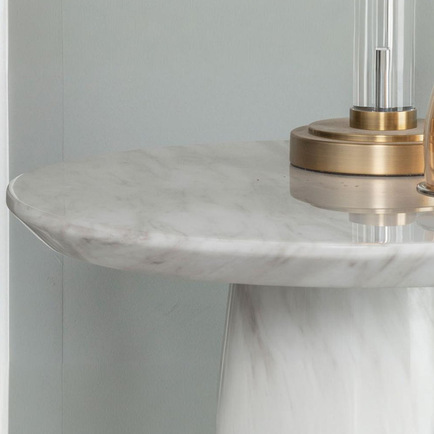 Cesena White Marble Round Side Table