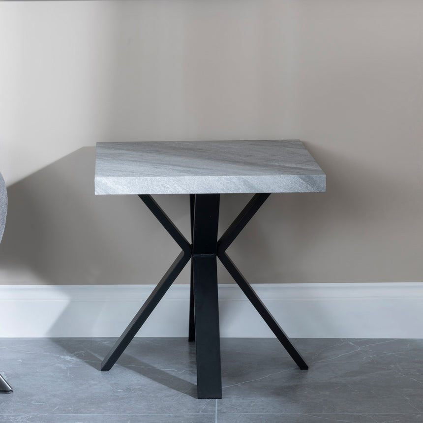 Bobbio Grey Concrete Effect End Table with Black Spider Legs