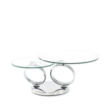 Udine Swivel Glass Top Round Coffee Table