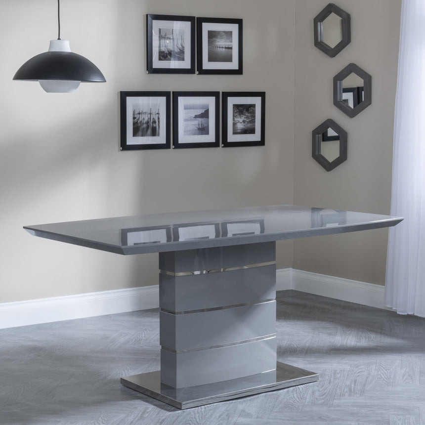 Corato 6 Seater Grey Gloss Dining Table