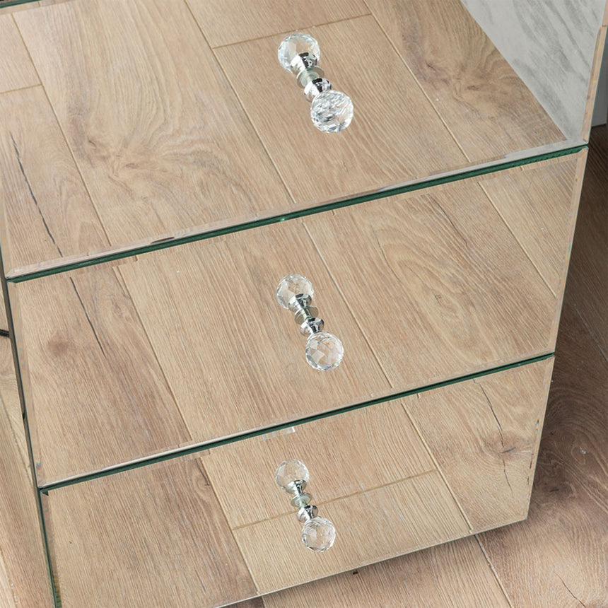 Forli Mirrored 3 Drawer Bedside Cabinet