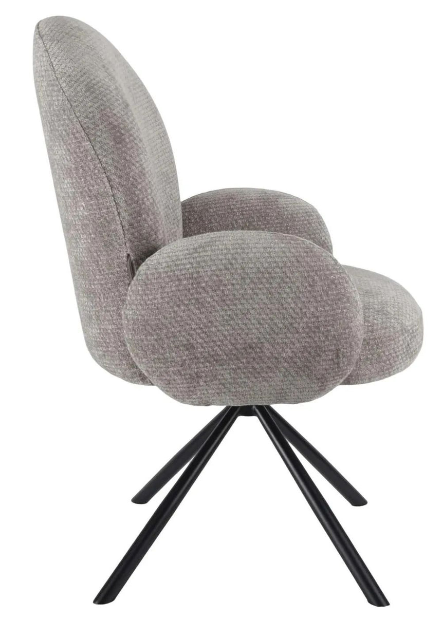 Set of 2 Altavista Fabric Swivel Dining Chair with Black Legs