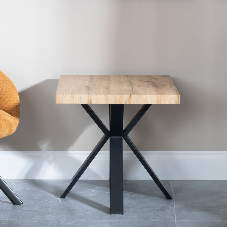 Bologna Industrial Oak Effect End Table with Black Spider Legs