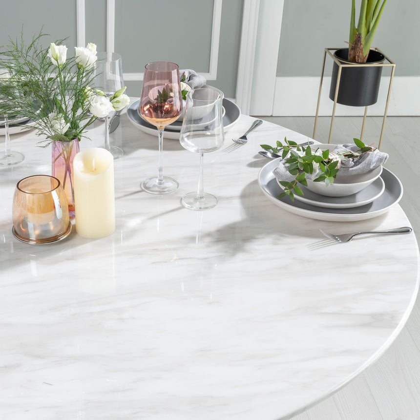 Cesena 4 Seater White Marble Round Dining Table