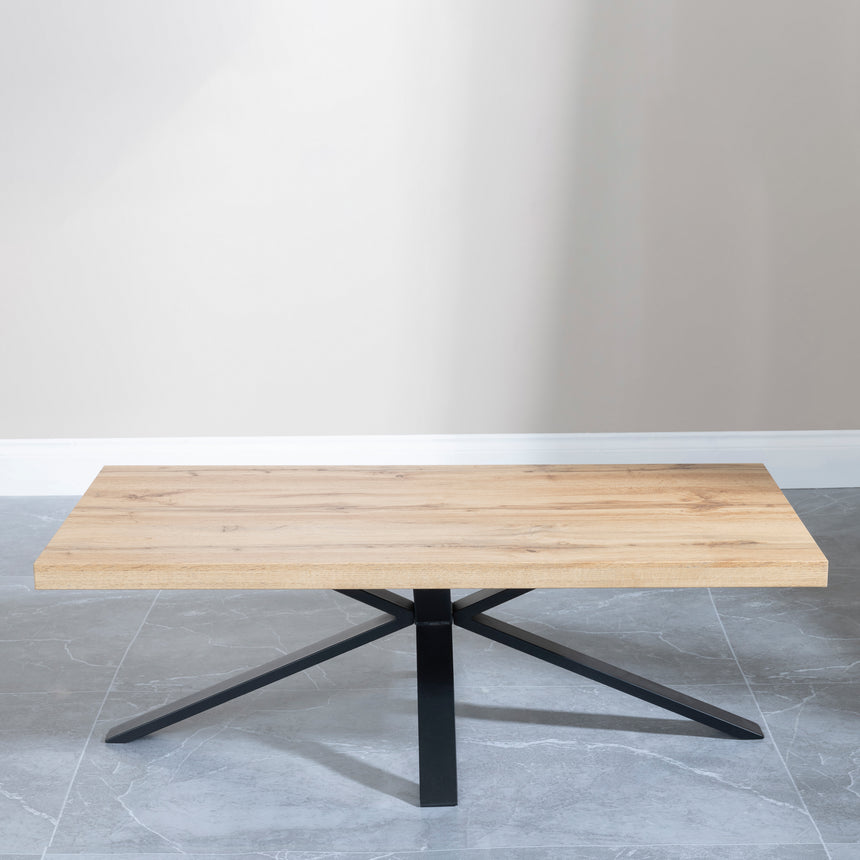 Bologna Industrial Oak Effect Coffee Table with Black Spider Legs