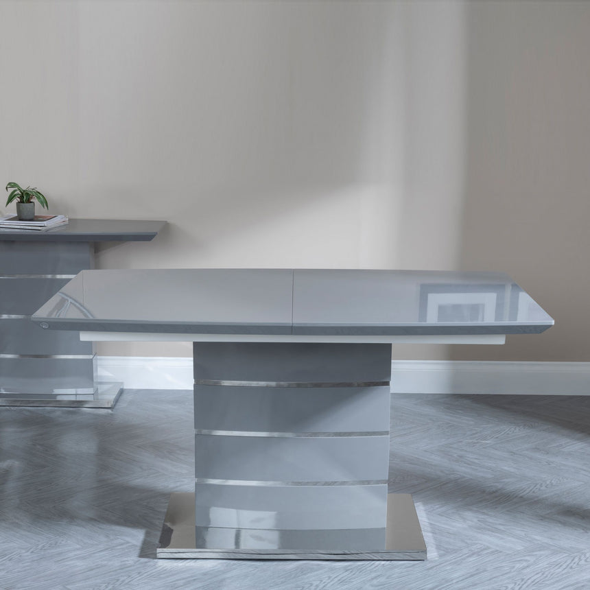 Corato Grey Gloss Extending Dining Table - 140cm - 180cm