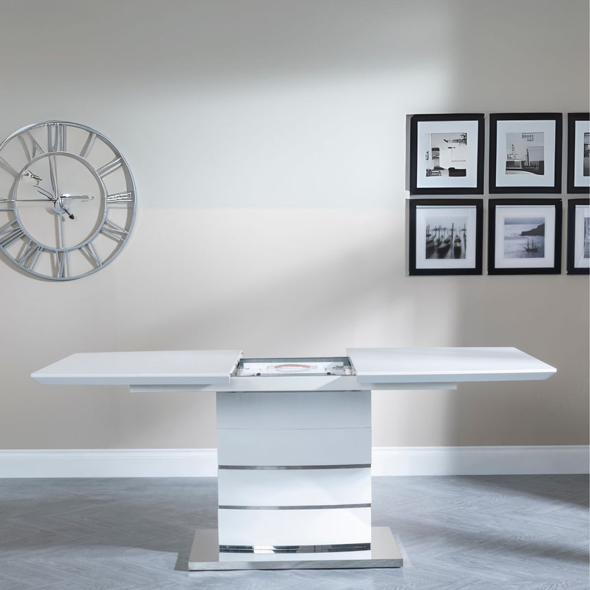 Gravina White Gloss Extending Dining Table - 140cm - 180cm