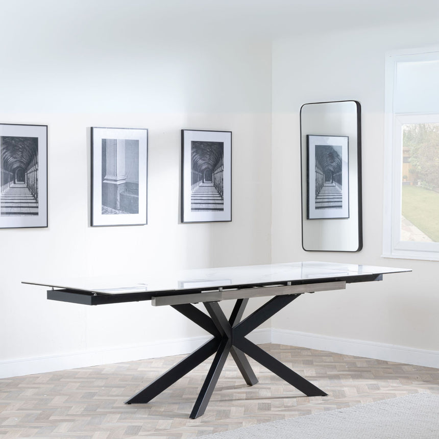 Sutton White Ceramic Extending Dining Table with Black Star Base