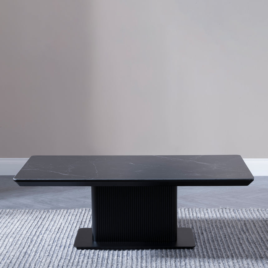 Rivoli Black Ceramic Fluted Coffee Table