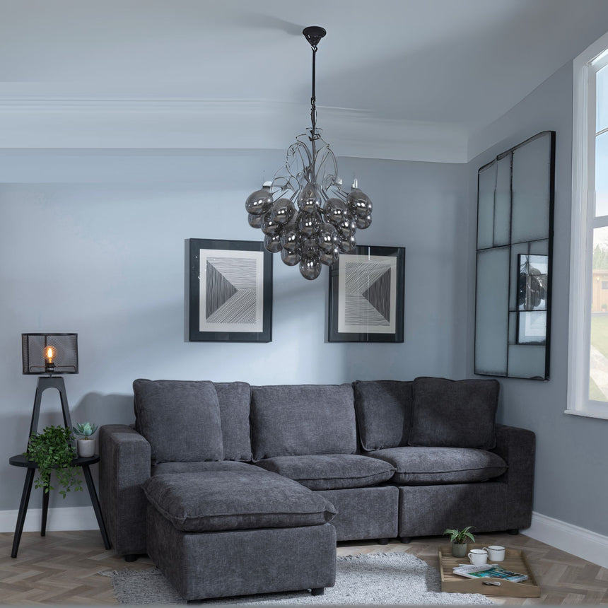 Alexandria Dark Grey Fabric Corner Sofa