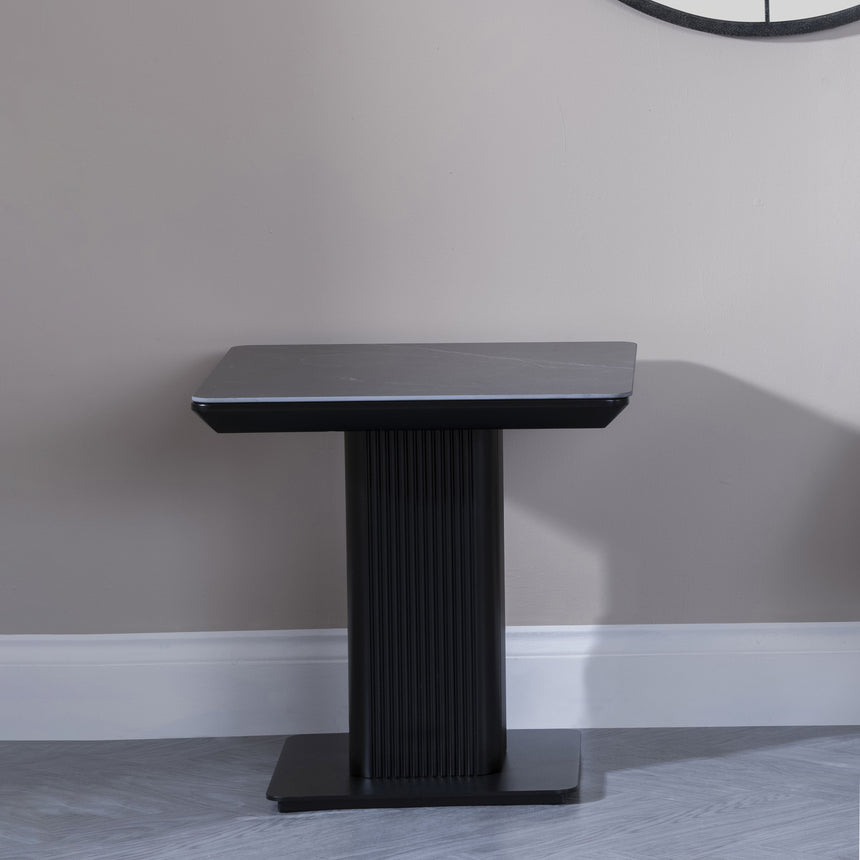 Rivoli Black Ceramic Fluted Lamp Table