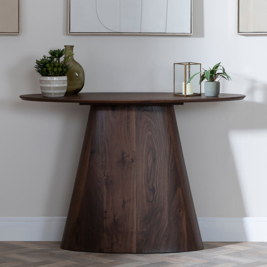 Andria Walnut Oval Console Table