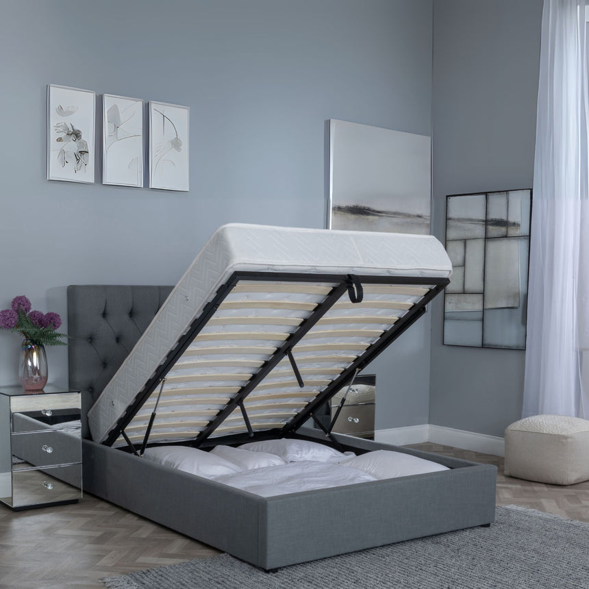 Weston Grey Fabric Ottoman Storage Bed