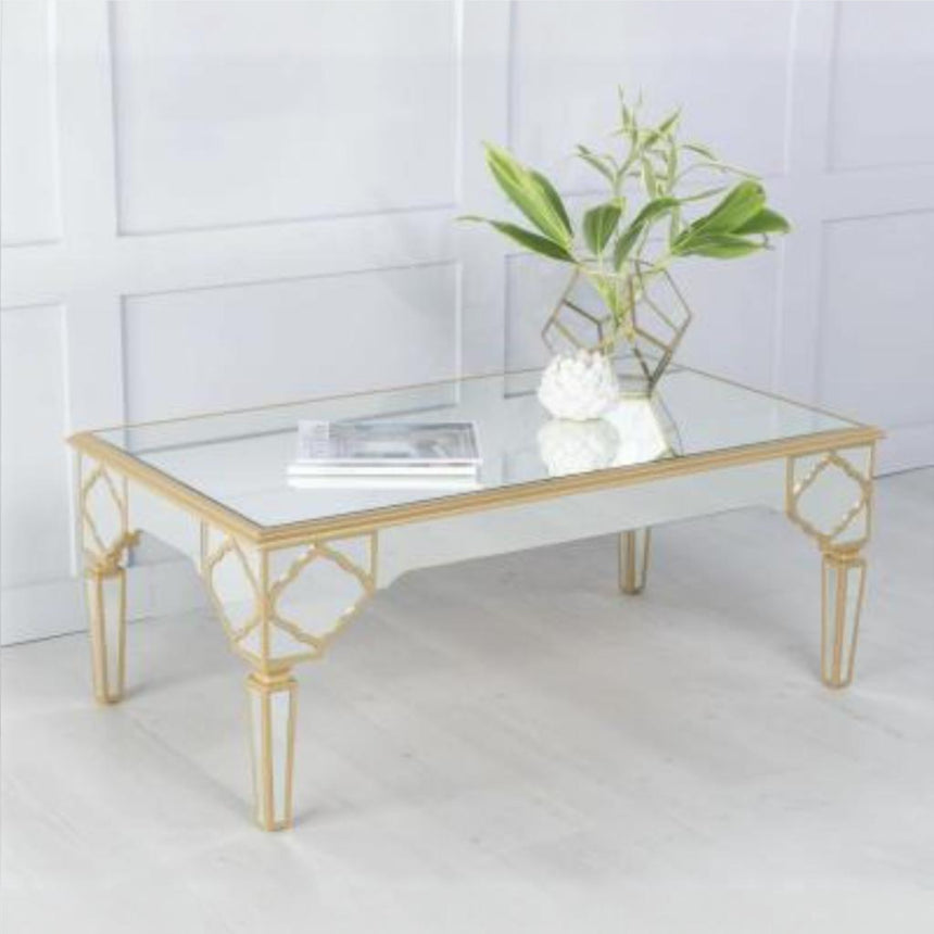 Ferrara Mirrored Gold Trim Coffee Table