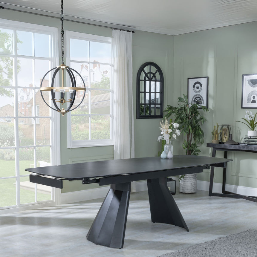 Garda Black Ceramic Extending Dining Table - 160cm-240cm