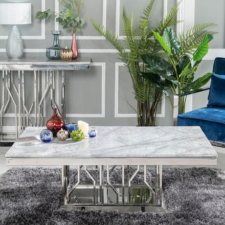 Grey Marble and Chrome Coffee Table