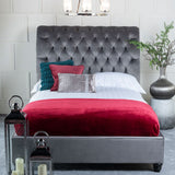 Ellis Grey Velvet Fabric 5ft King Size Bed