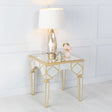 Casablanca Mirrored Gold Trim Side Table