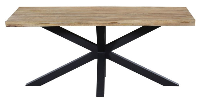 6 Seater Industrial Dining Table - Rustic Mango Wood With Black Spider Legs