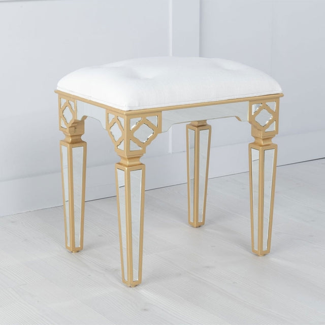 Casablanca Mirrored Gold Trim Stool